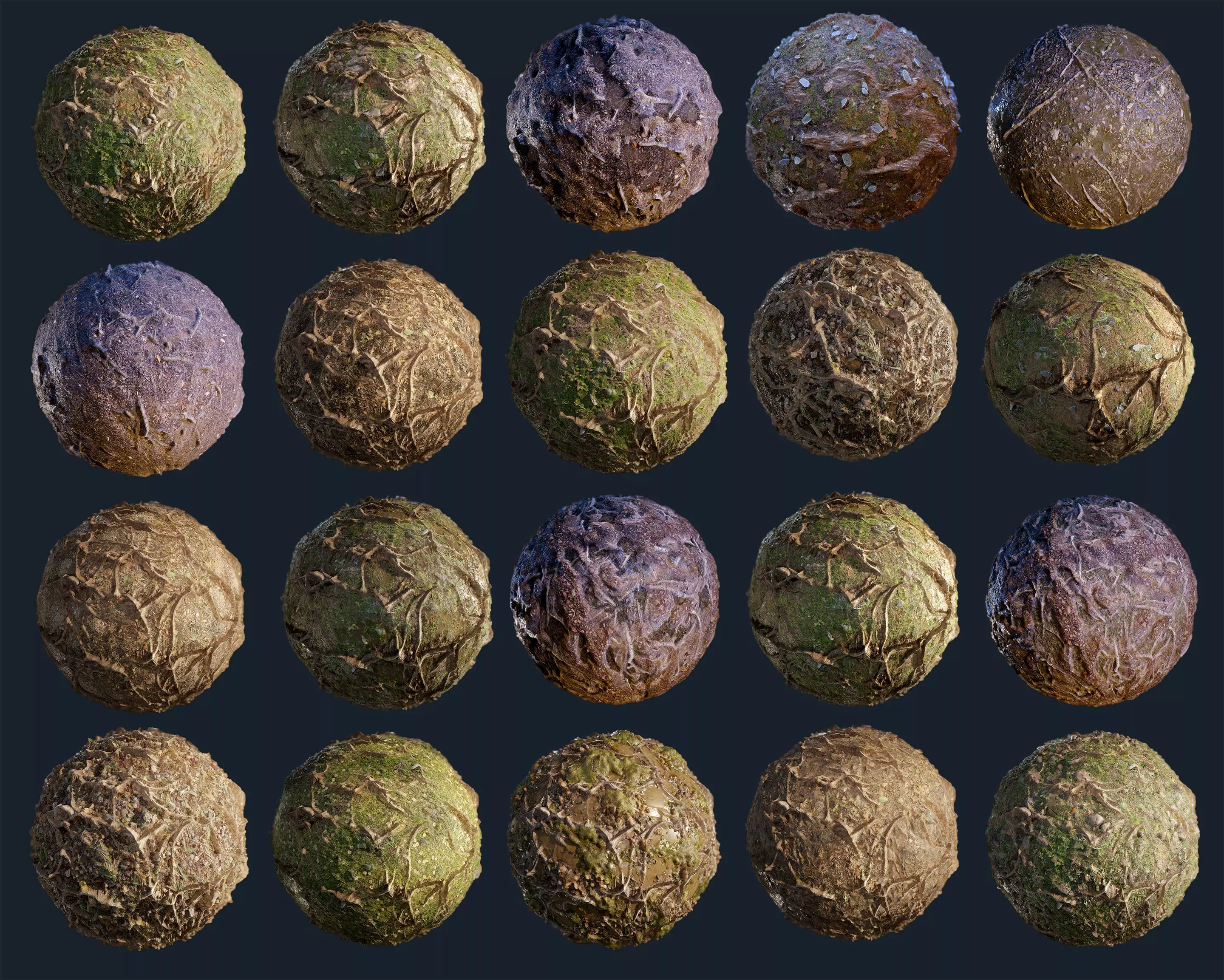 20 Ground Tree Roots Forest Seamless PBR Texture Pack Texture