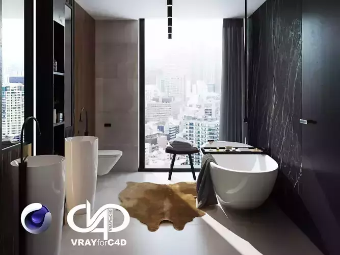 Bathroom Interior Scene for Cinema 4D and Vray 3D model
