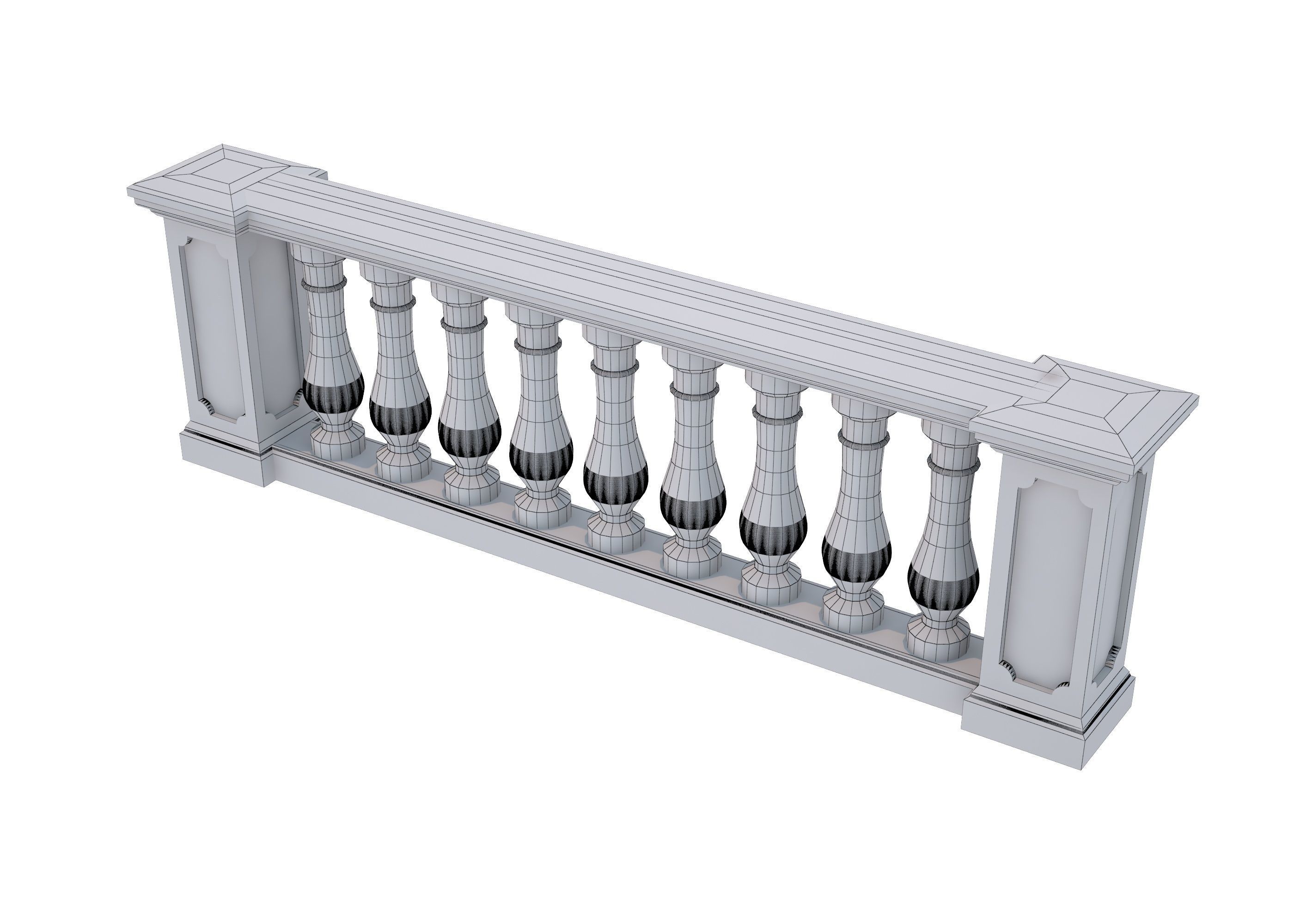 Classic Balustrade 3D model_3