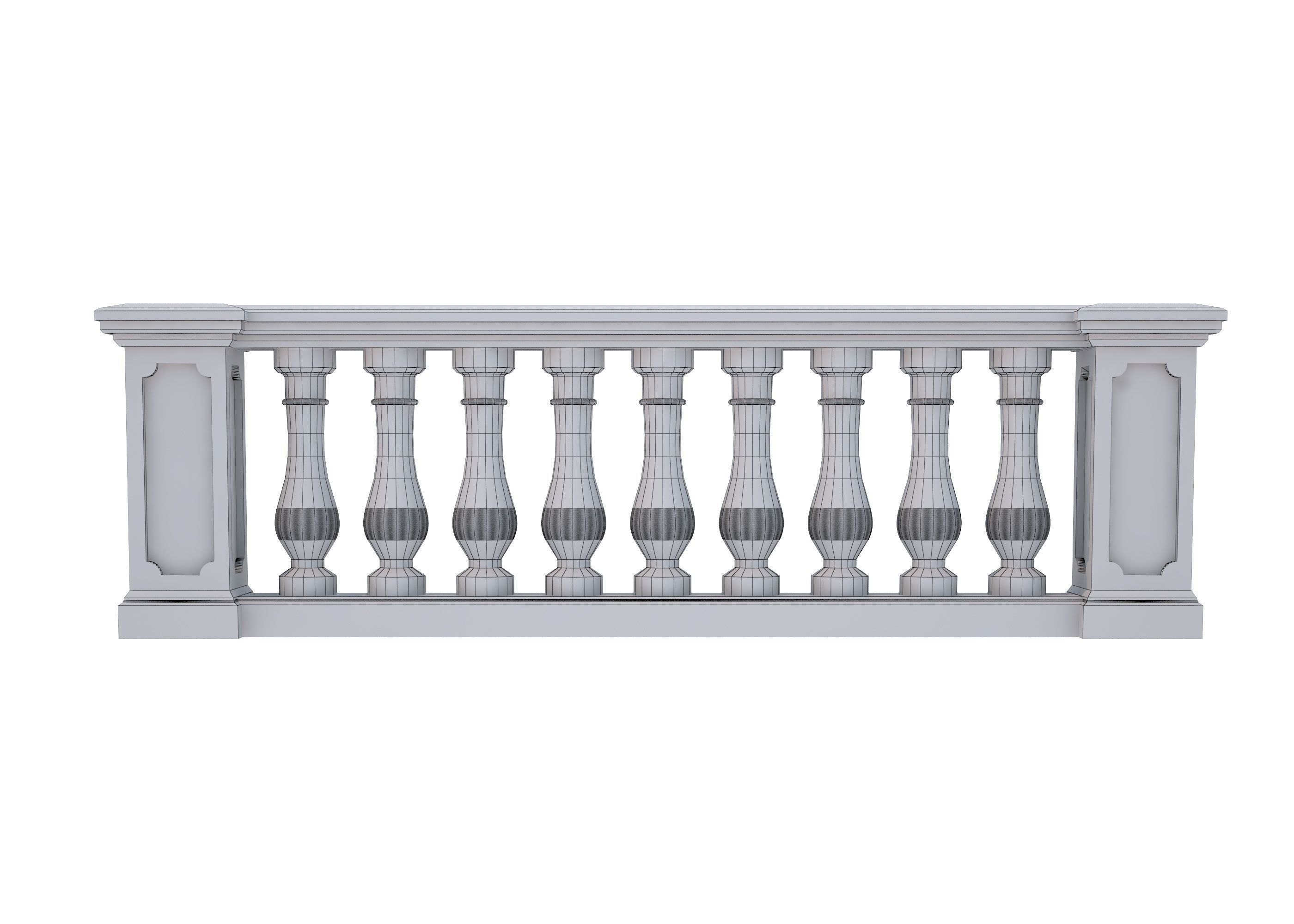 Classic Balustrade 3D model_2