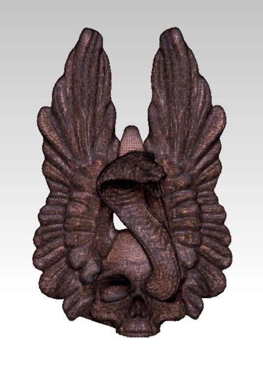Skull Snake Cobra Wings Pendant 3D print model_3