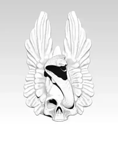 Skull Snake Cobra Wings Pendant 3D print model