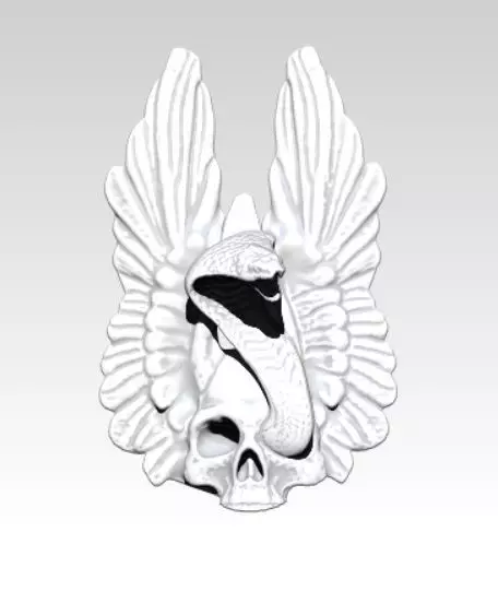 Skull Snake Cobra Wings Pendant 3D print model_0