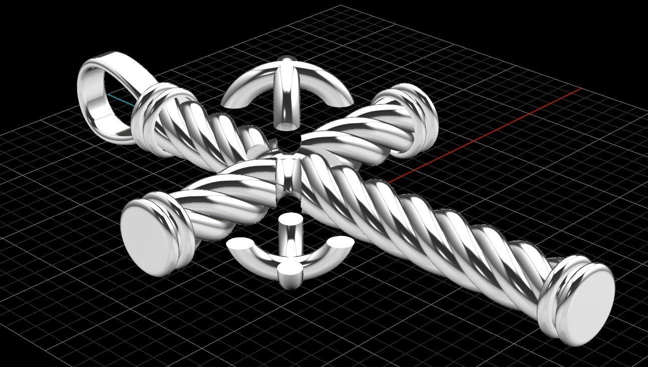 David Yurman Cross Necklace 01 3D print model_7