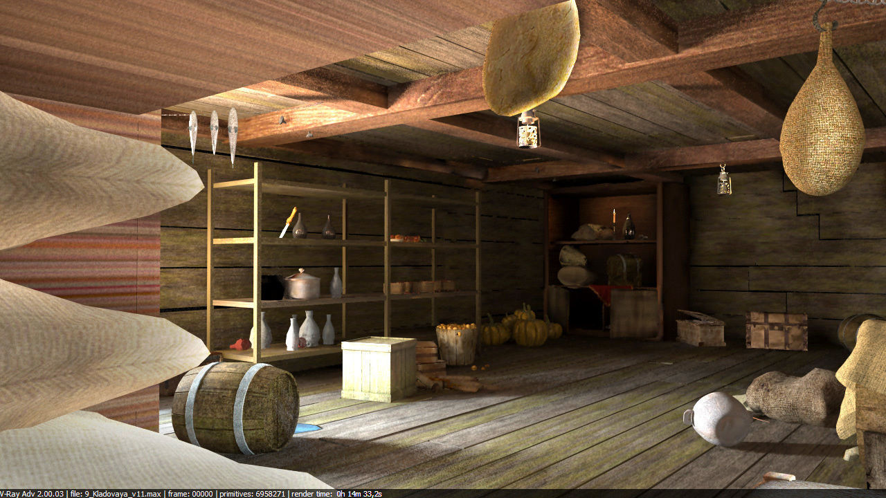 Warehouse provisions on pirate ship 3D model_4