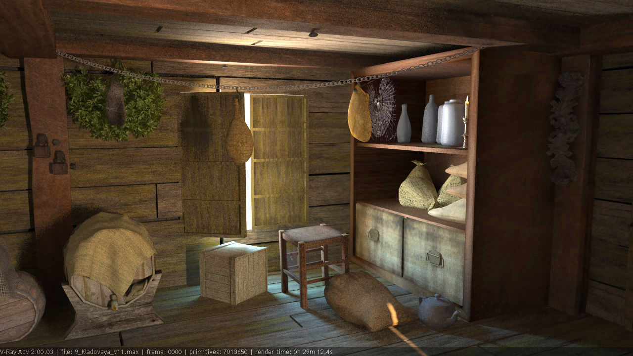 Warehouse provisions on pirate ship 3D model_2
