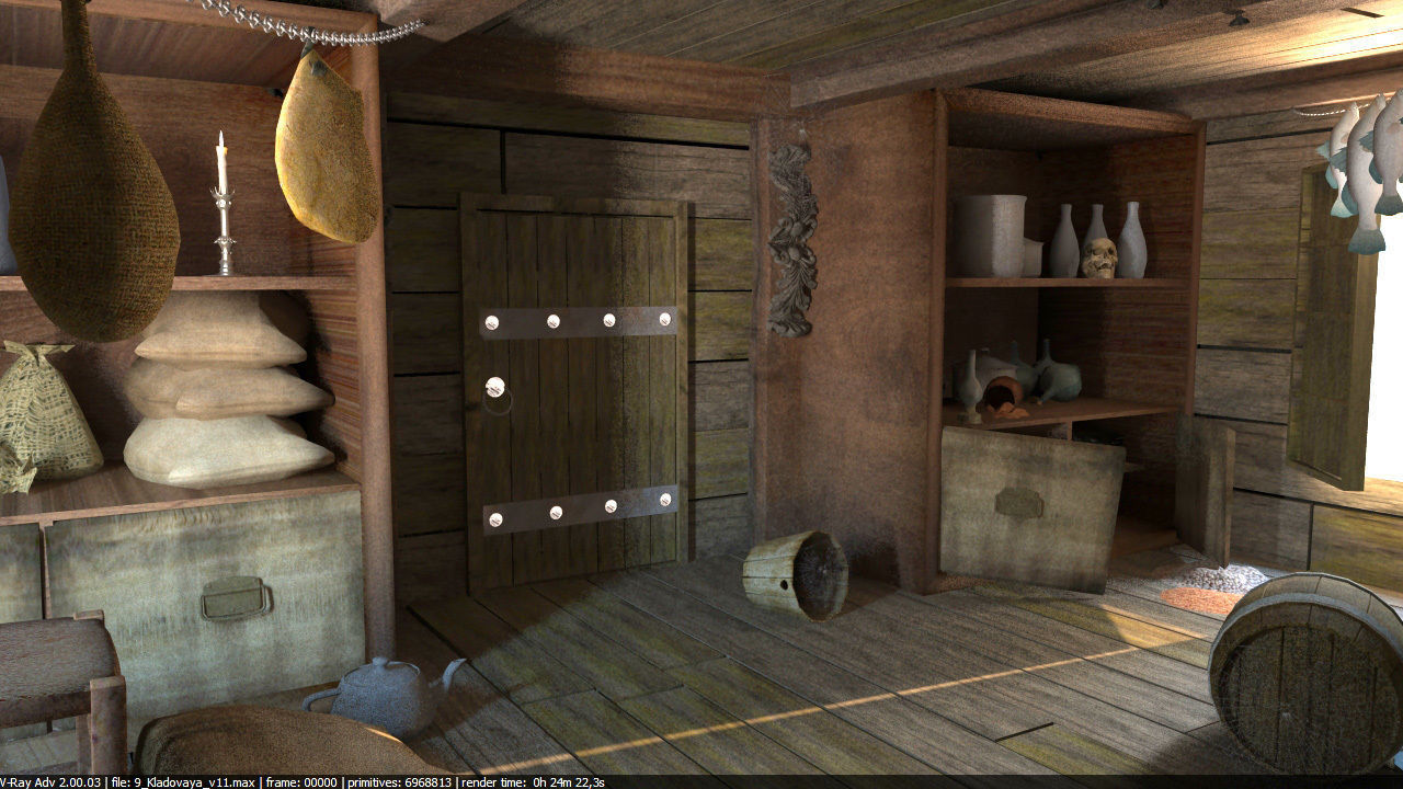 Warehouse provisions on pirate ship 3D model_6