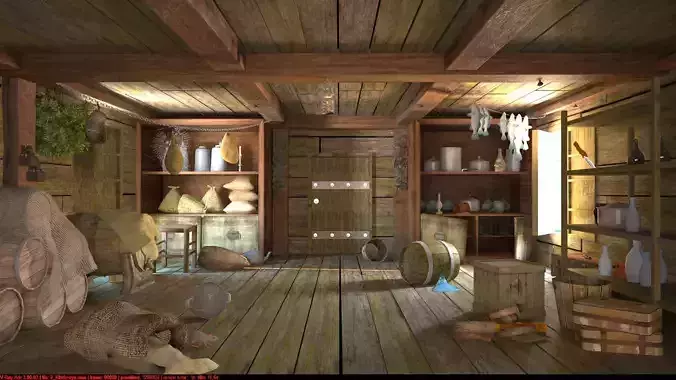 Warehouse provisions on pirate ship 3D model
