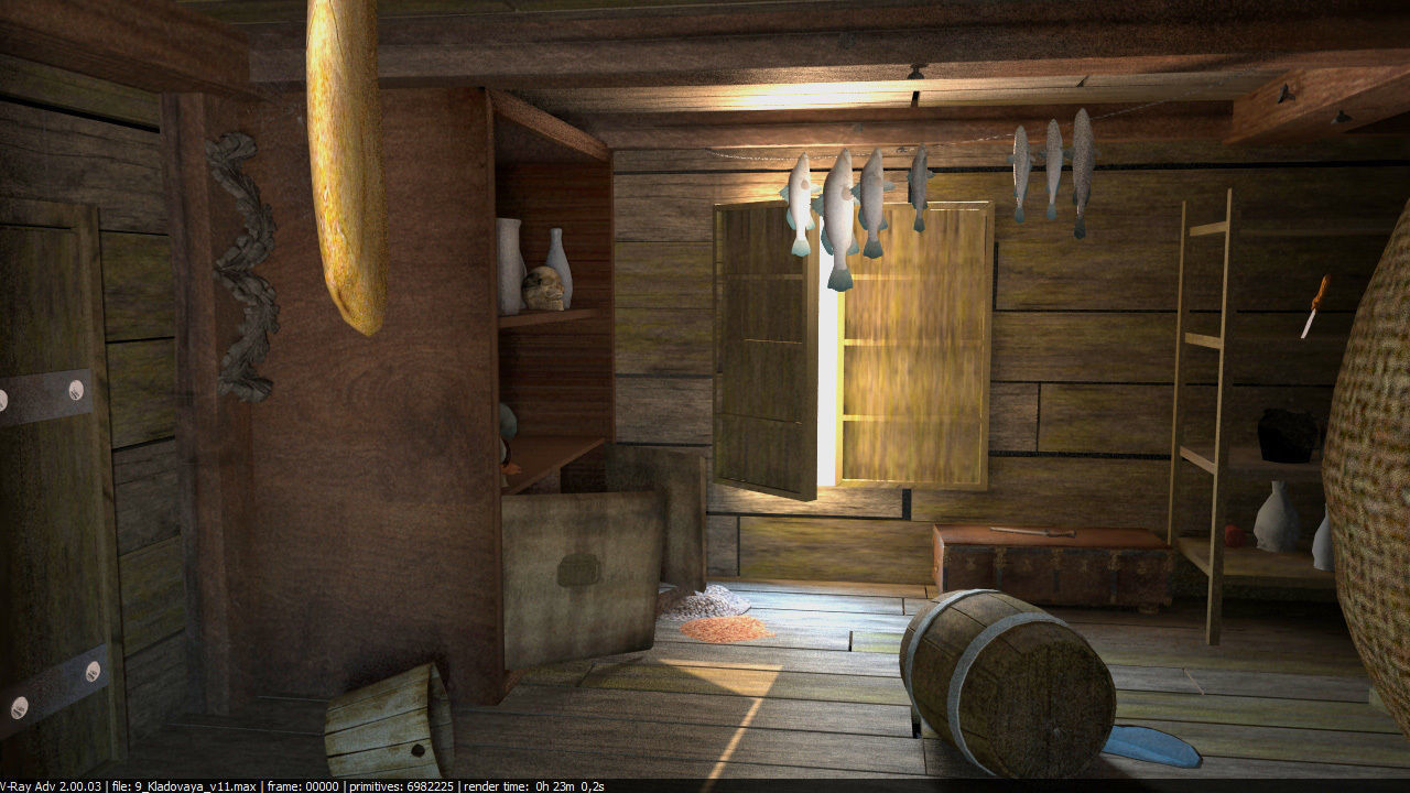 Warehouse provisions on pirate ship 3D model_3
