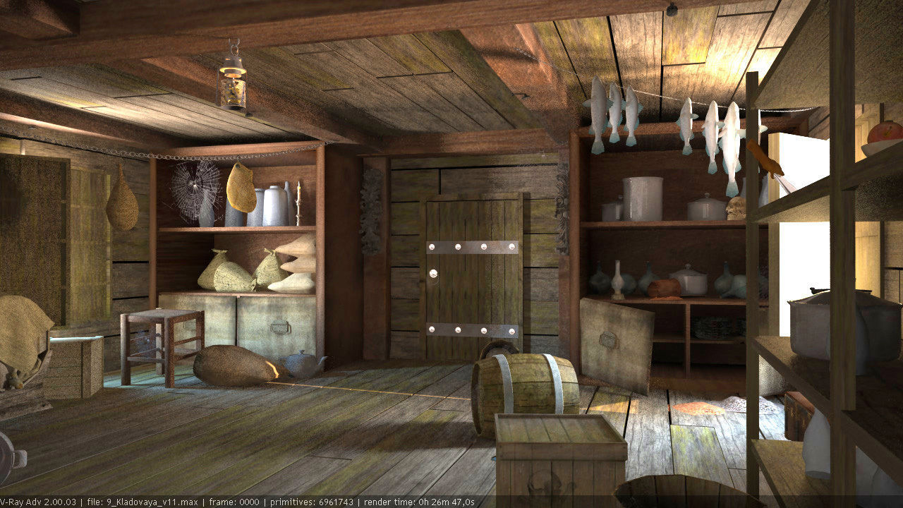Warehouse provisions on pirate ship 3D model_5