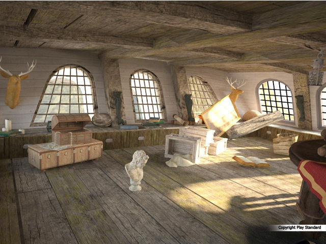 Cabin of the captain of an old ship 3D model_2