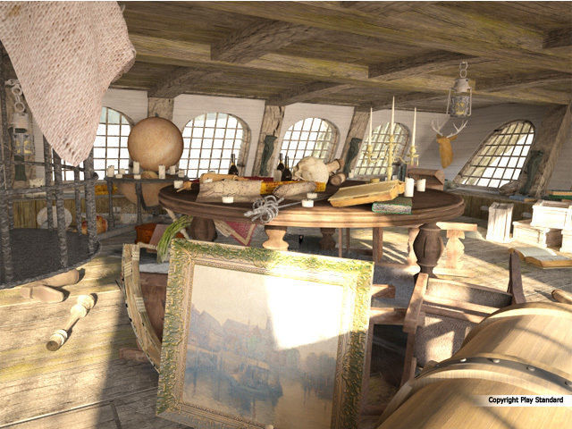 Cabin of the captain of an old ship 3D model_4