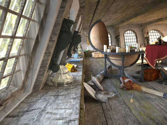 Cabin of the captain of an old ship 3D model_5