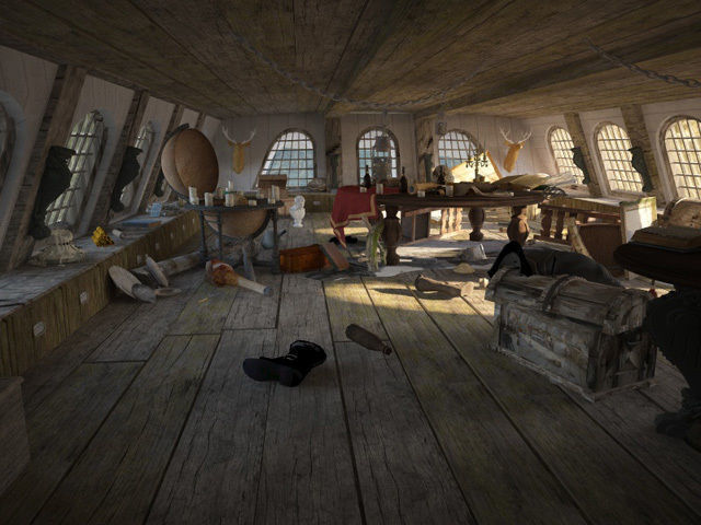 Cabin of the captain of an old ship 3D model_7