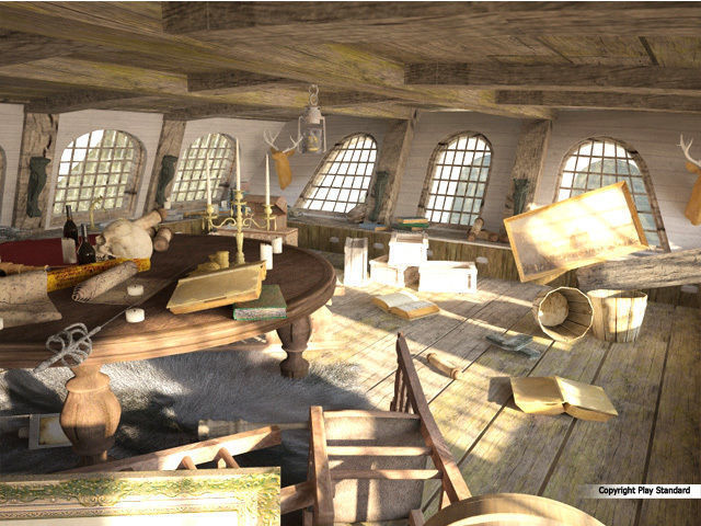 Cabin of the captain of an old ship 3D model_1