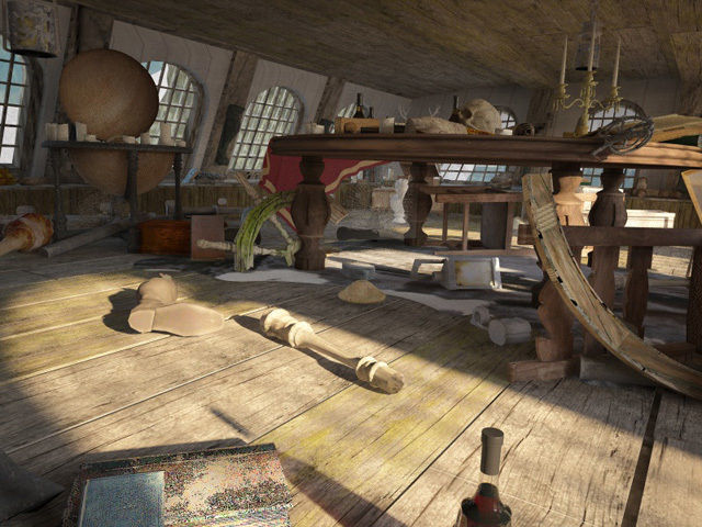 Cabin of the captain of an old ship 3D model_9