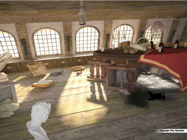 Cabin of the captain of an old ship 3D model_8