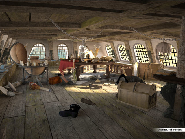 Cabin of the captain of an old ship 3D model_3