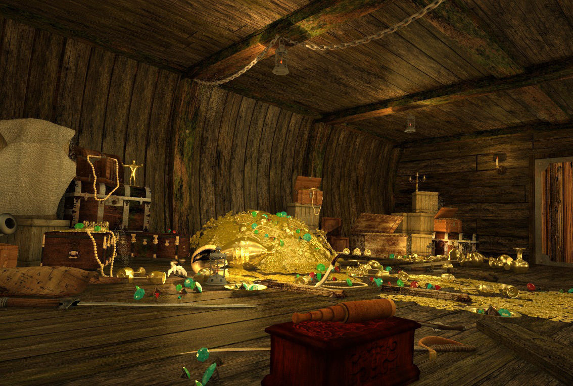 The cabin of a pirate ship treasure 3D model_12