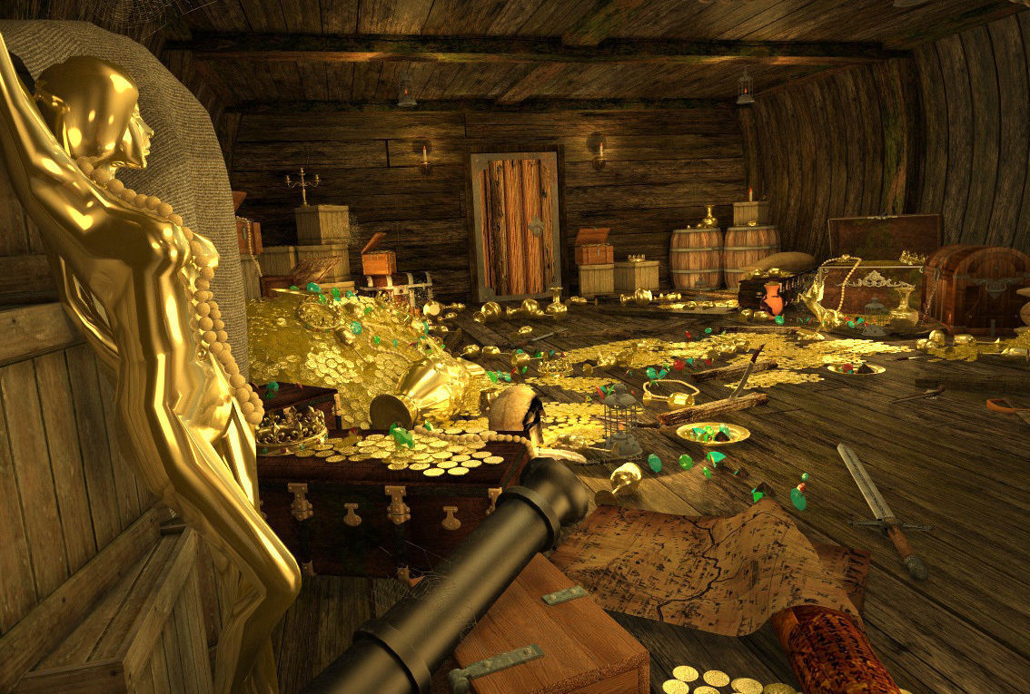 The cabin of a pirate ship treasure 3D model_1