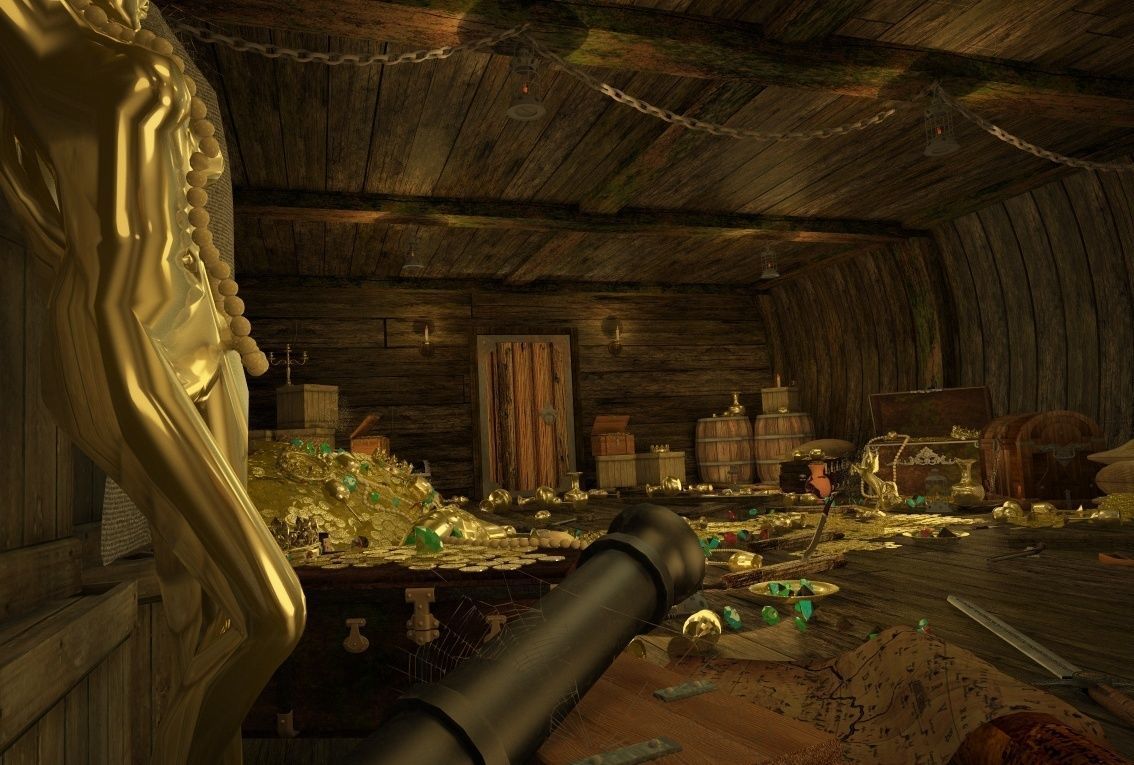 The cabin of a pirate ship treasure 3D model_11