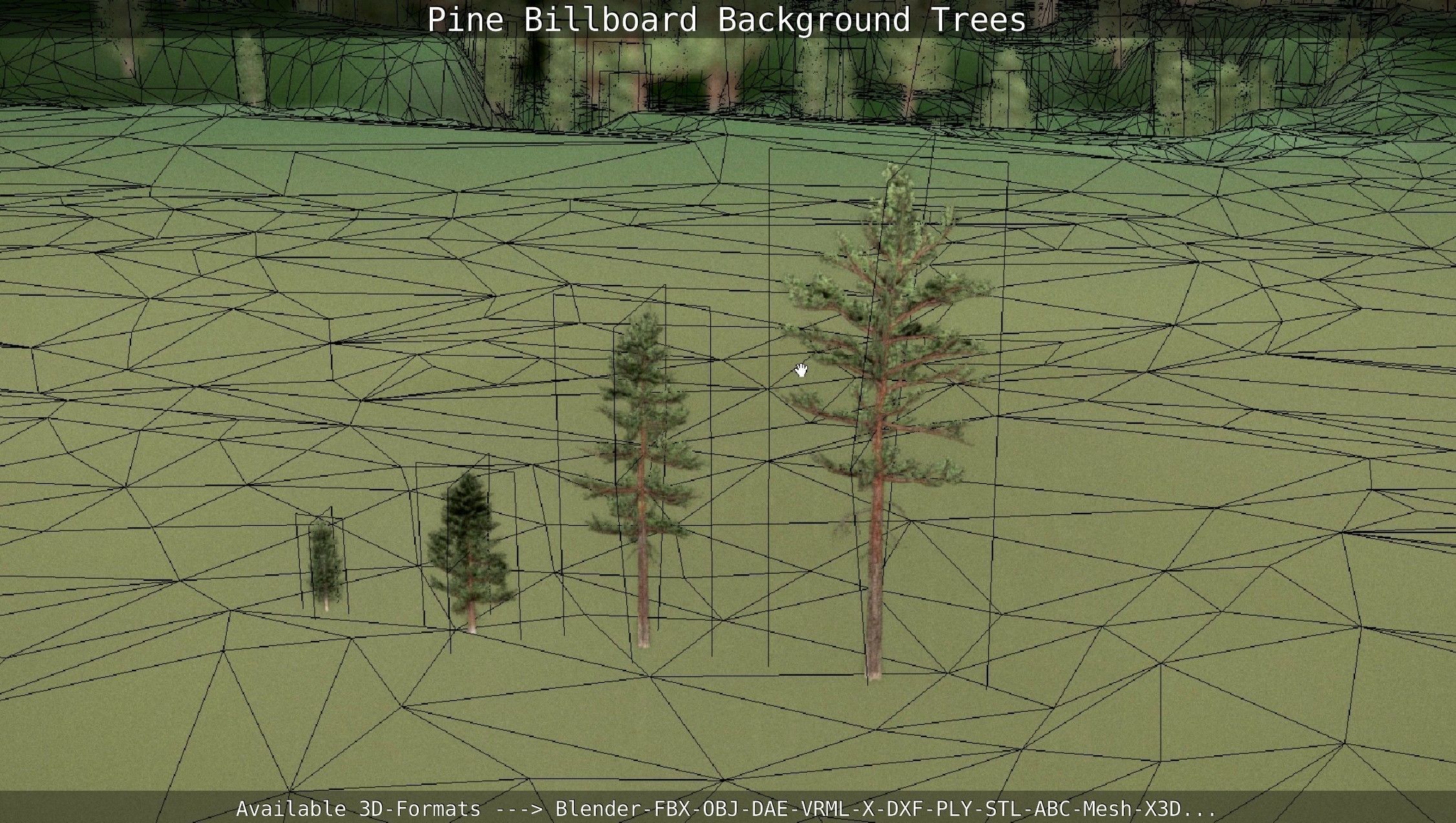 Pine Billboard Background Trees Low-poly 3D model_16