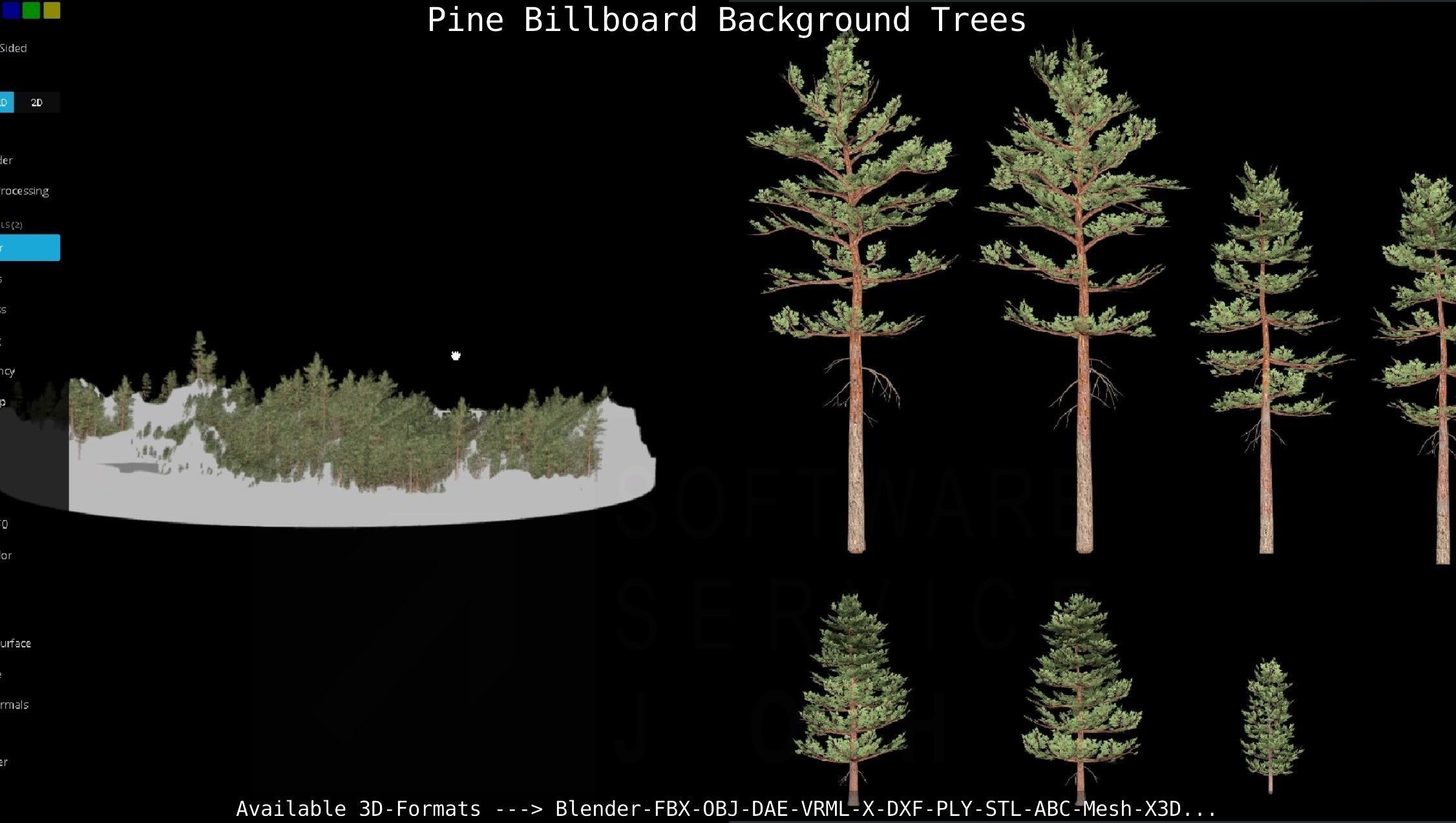 Pine Billboard Background Trees Low-poly 3D model_23