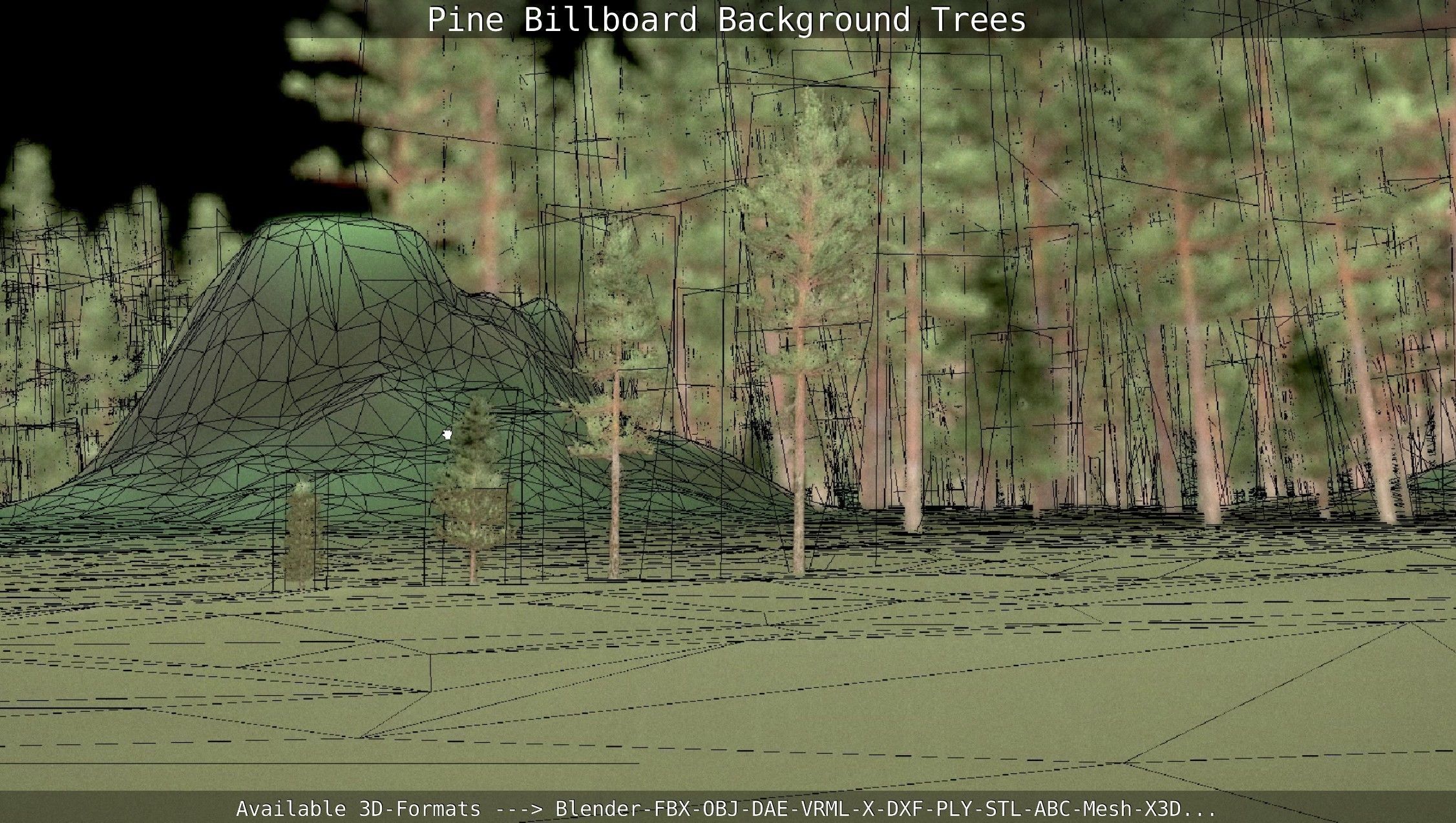 Pine Billboard Background Trees Low-poly 3D model_78