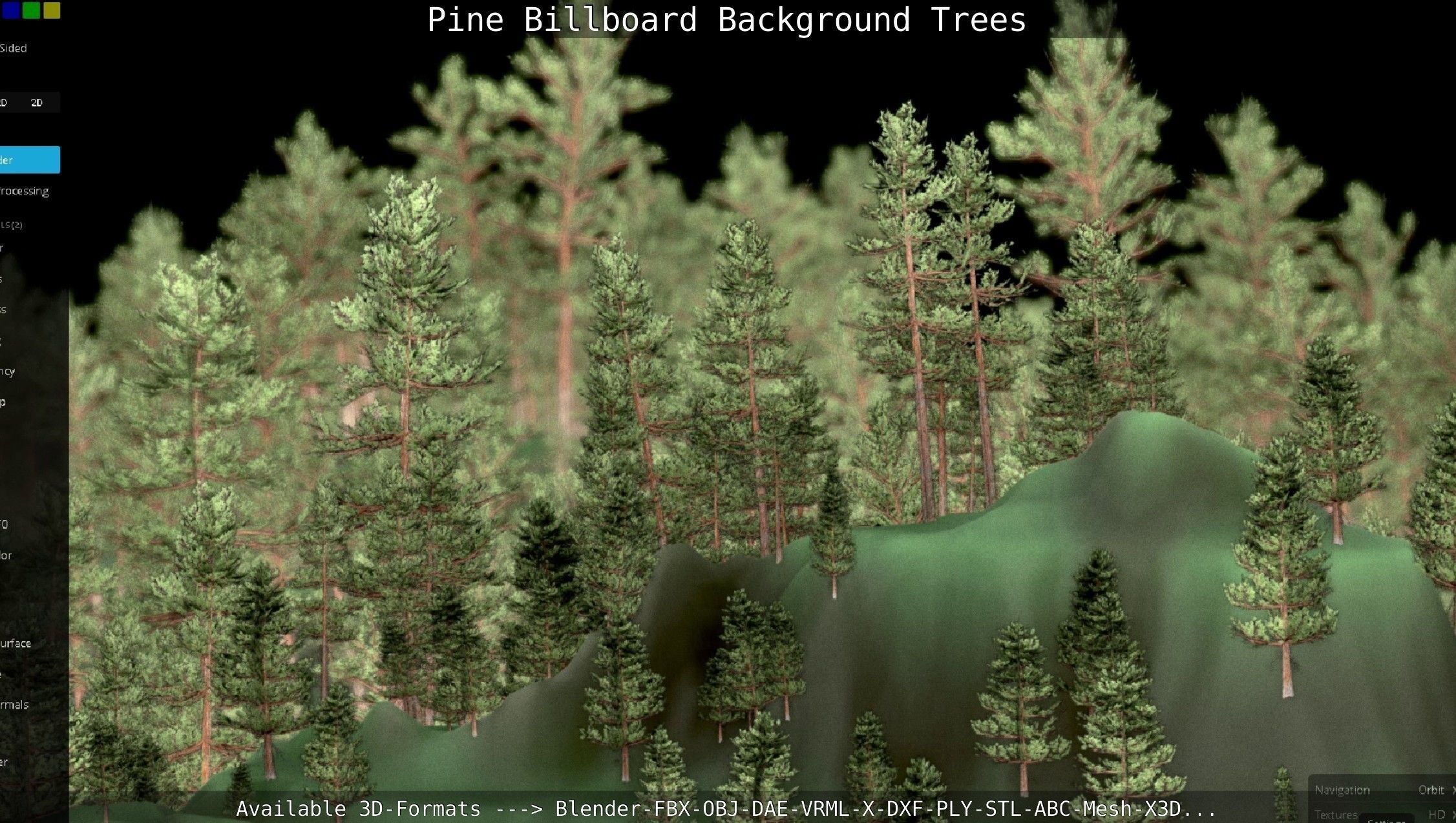 Pine Billboard Background Trees Low-poly 3D model_105