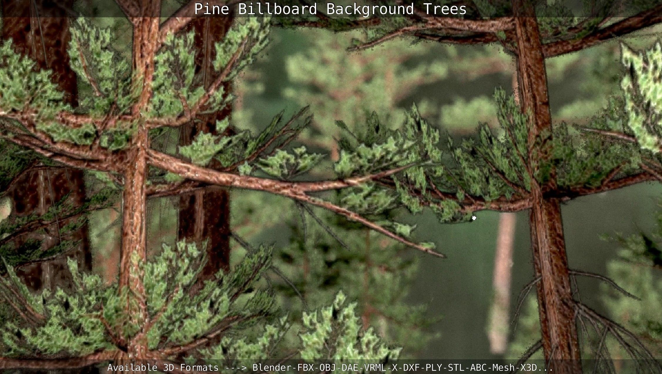 Pine Billboard Background Trees Low-poly 3D model_123