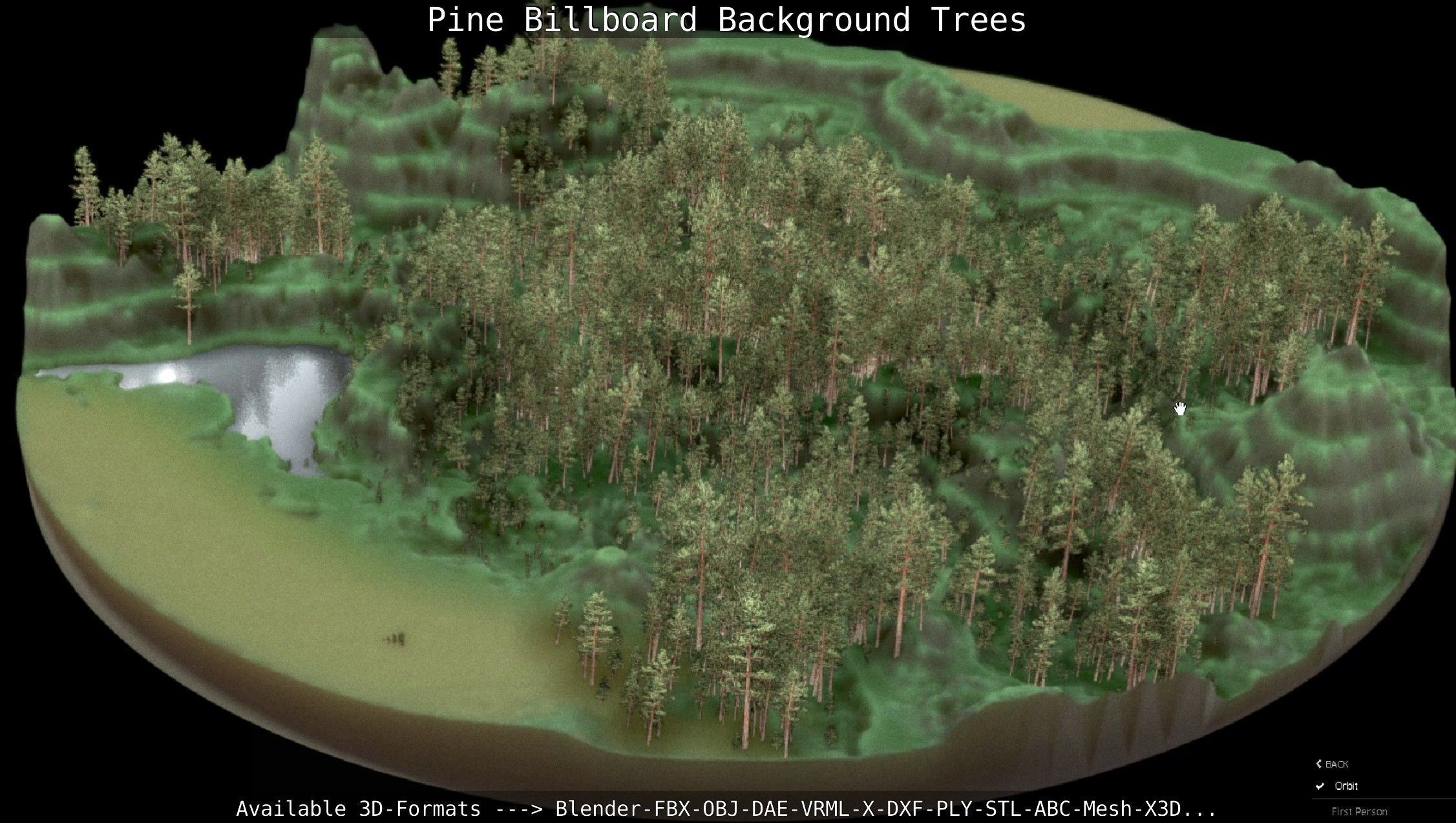 Pine Billboard Background Trees Low-poly 3D model_38