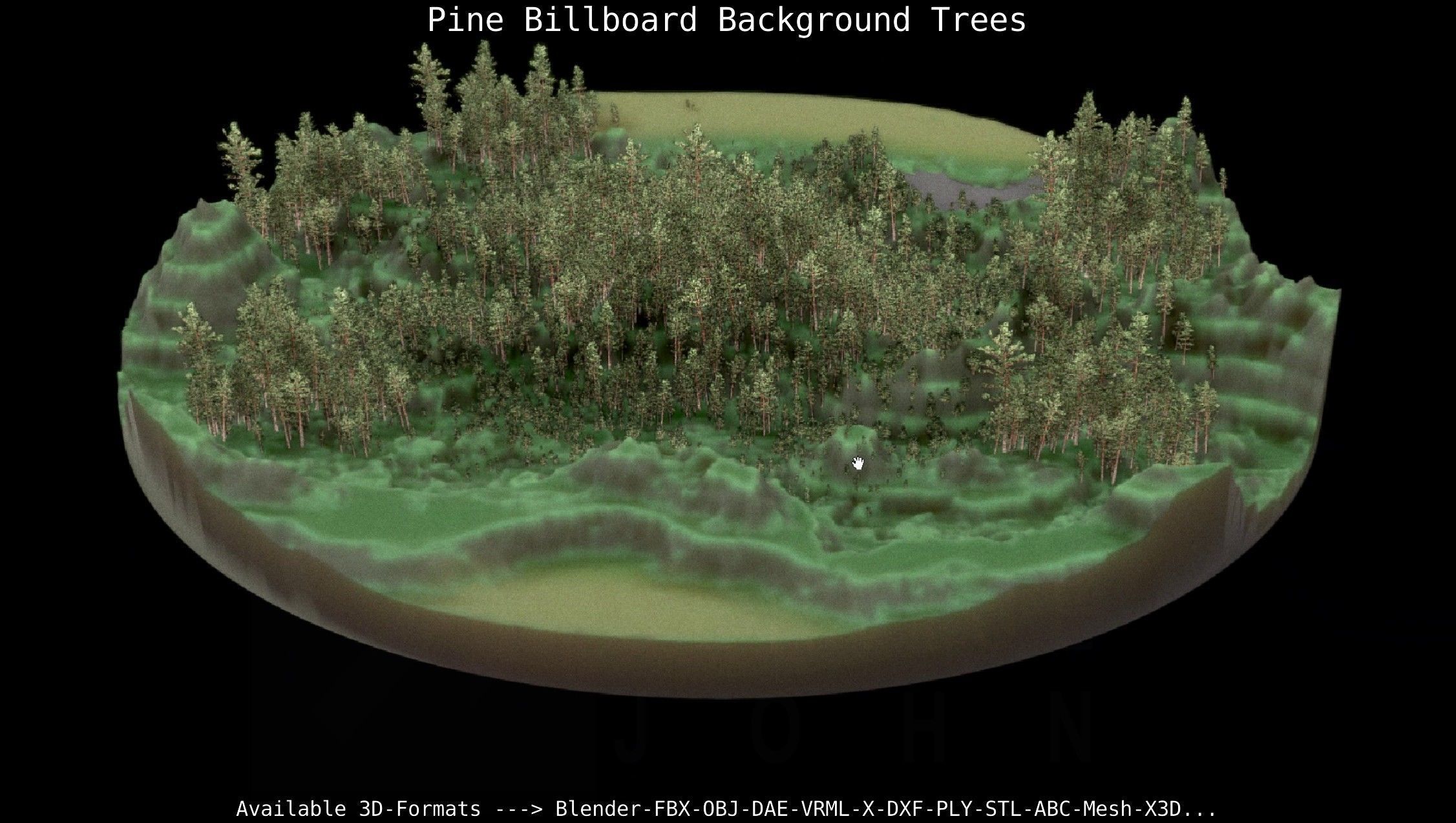 Pine Billboard Background Trees Low-poly 3D model_13