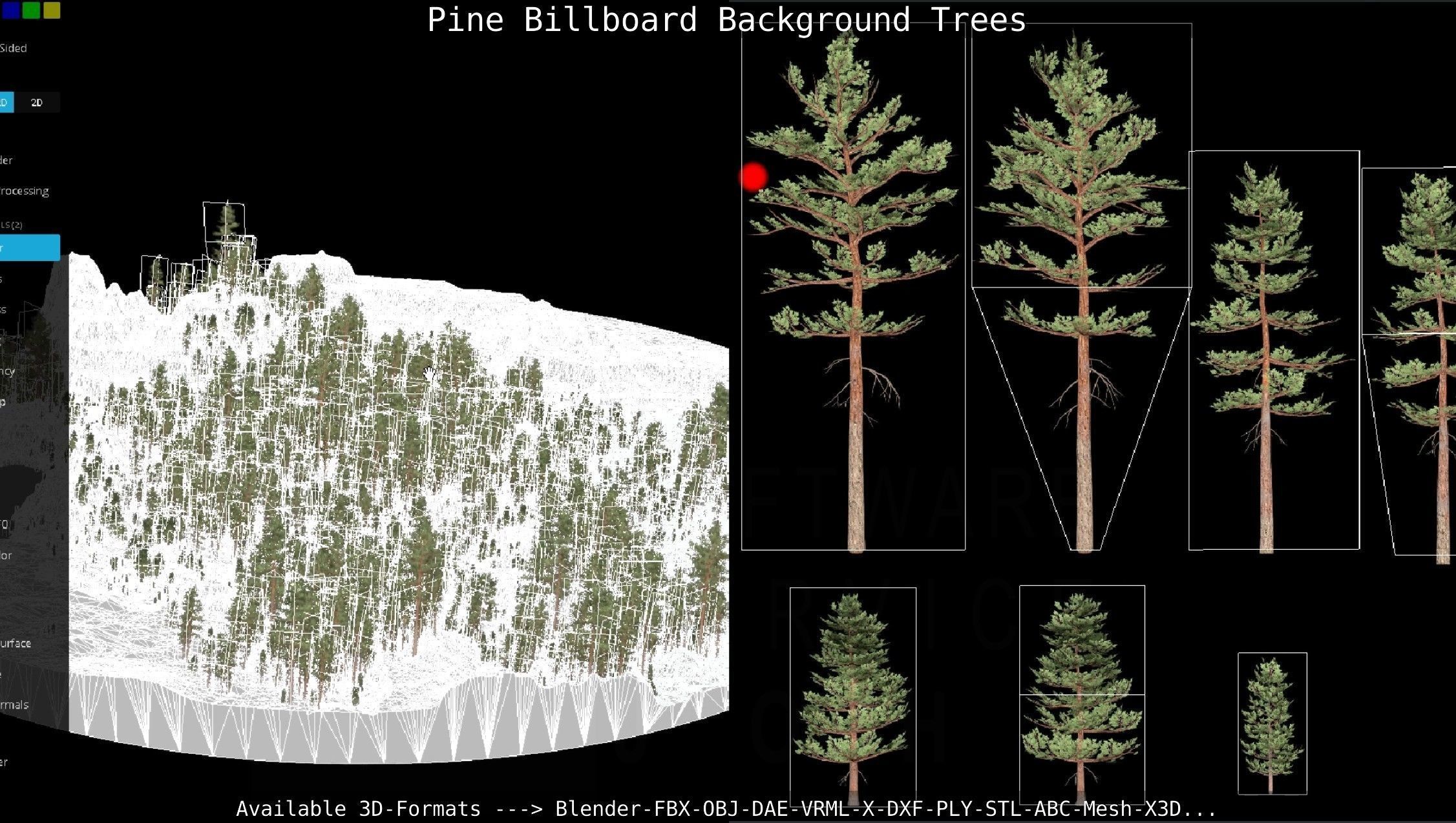 Pine Billboard Background Trees Low-poly 3D model_52