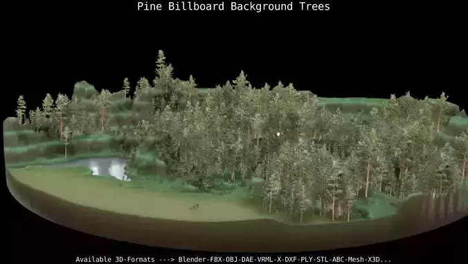 Pine Billboard Background Trees Low-poly 3D model