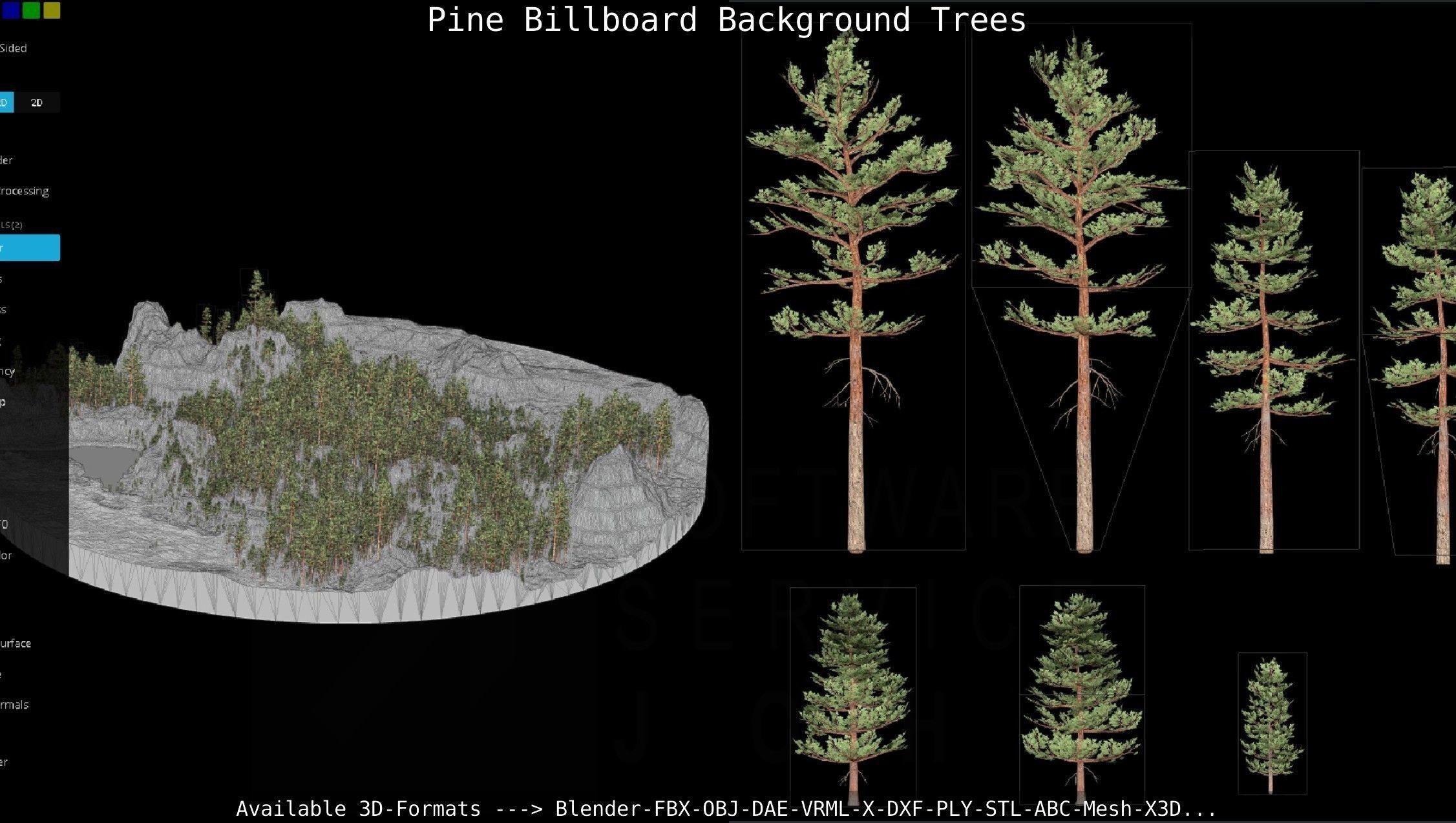 Pine Billboard Background Trees Low-poly 3D model_50