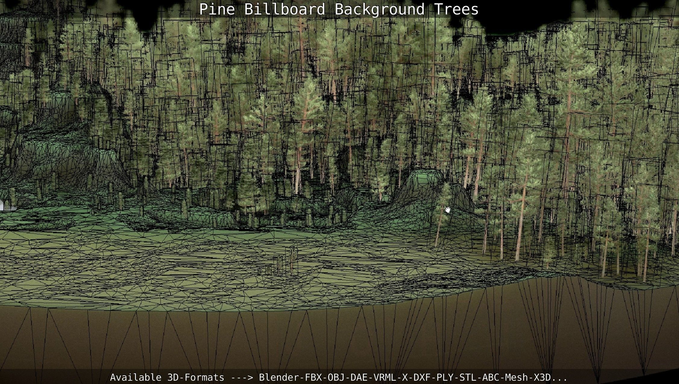 Pine Billboard Background Trees Low-poly 3D model_70