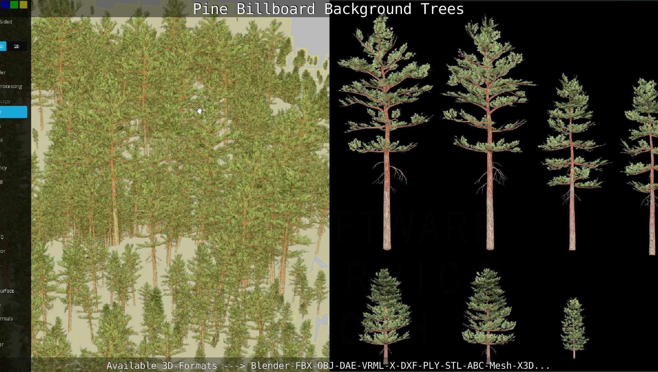 Pine Billboard Background Trees Low-poly 3D model_12