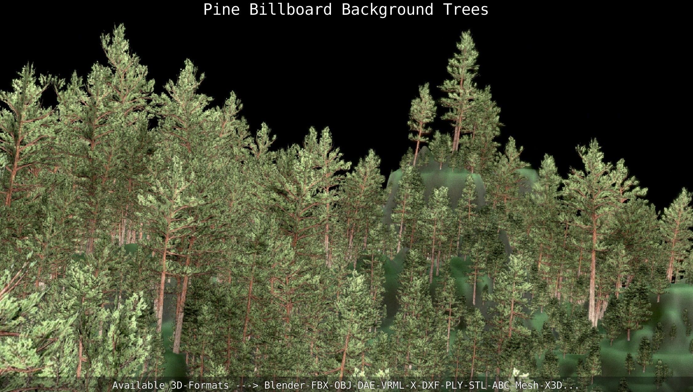 Pine Billboard Background Trees Low-poly 3D model_7
