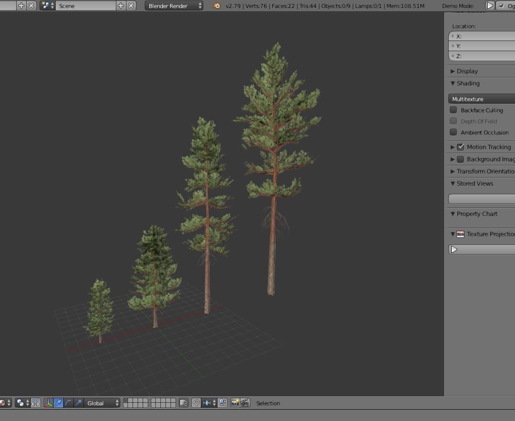 Pine Billboard Background Trees Low-poly 3D model_8