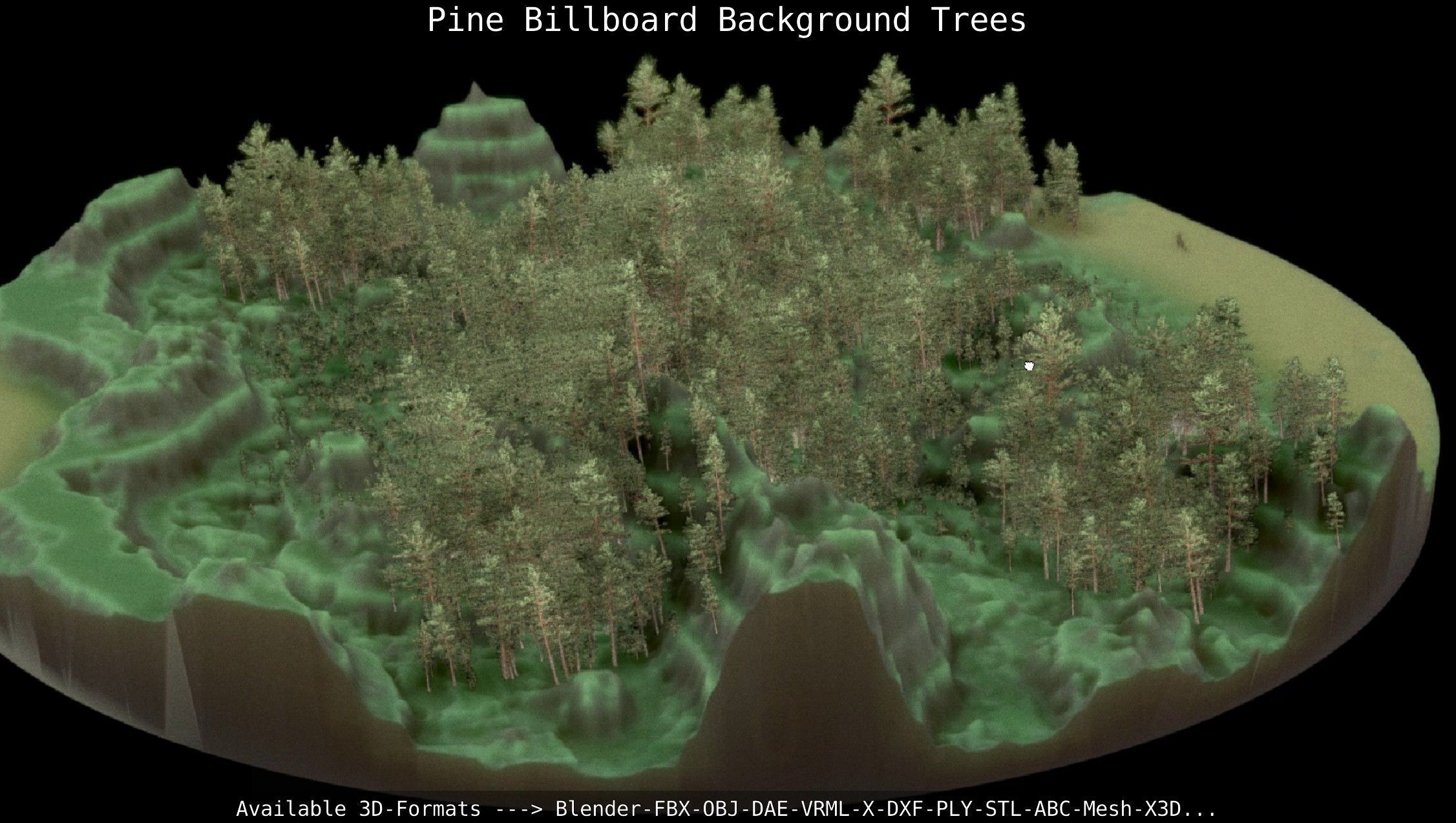 Pine Billboard Background Trees Low-poly 3D model_40