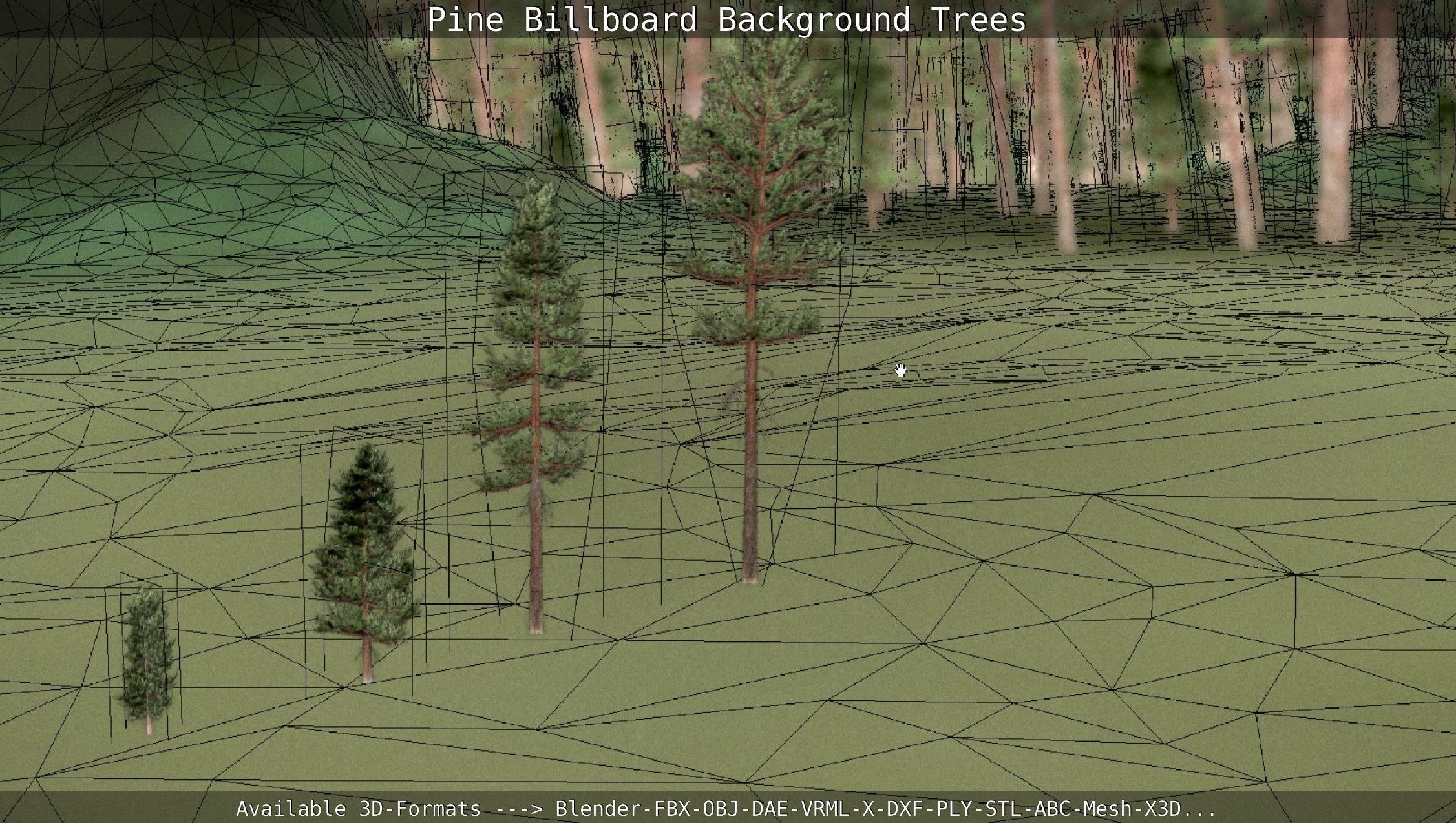 Pine Billboard Background Trees Low-poly 3D model_80