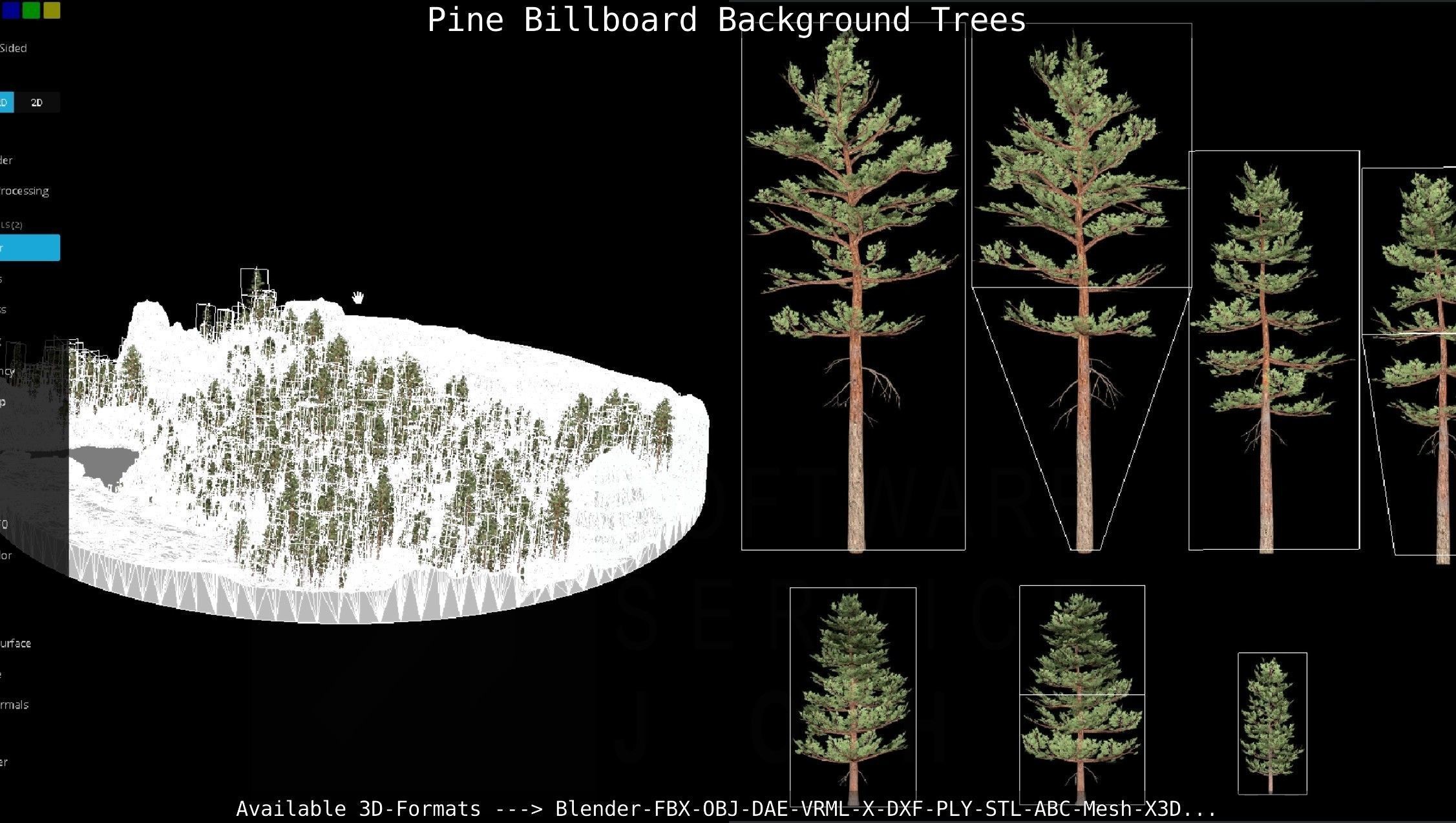Pine Billboard Background Trees Low-poly 3D model_51