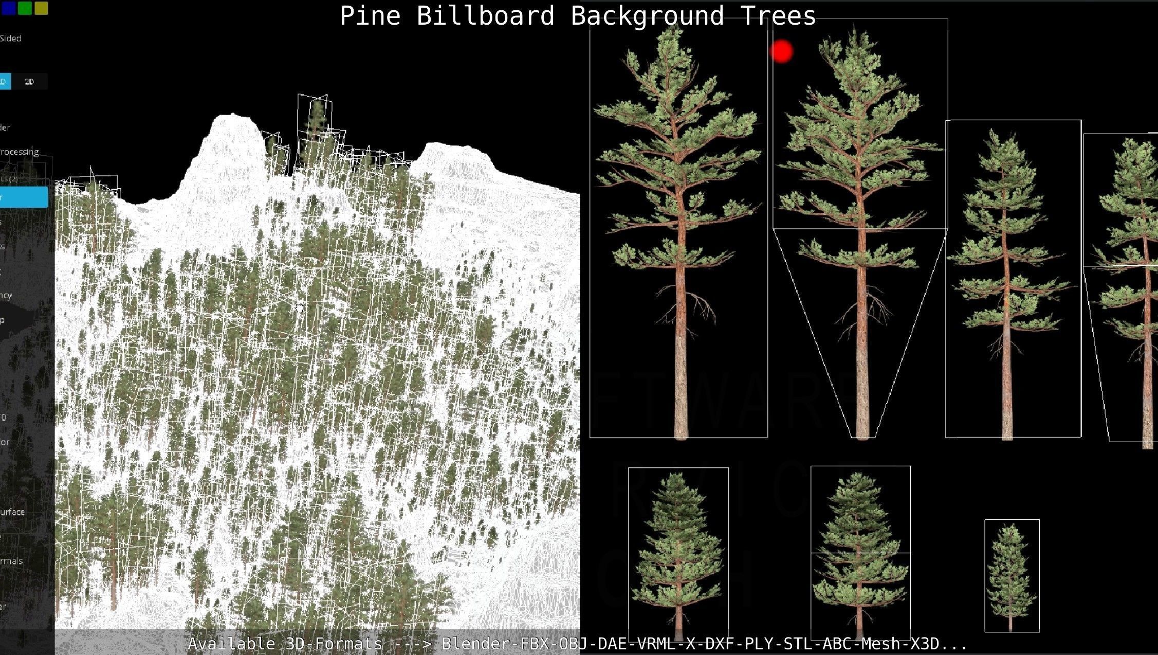 Pine Billboard Background Trees Low-poly 3D model_53