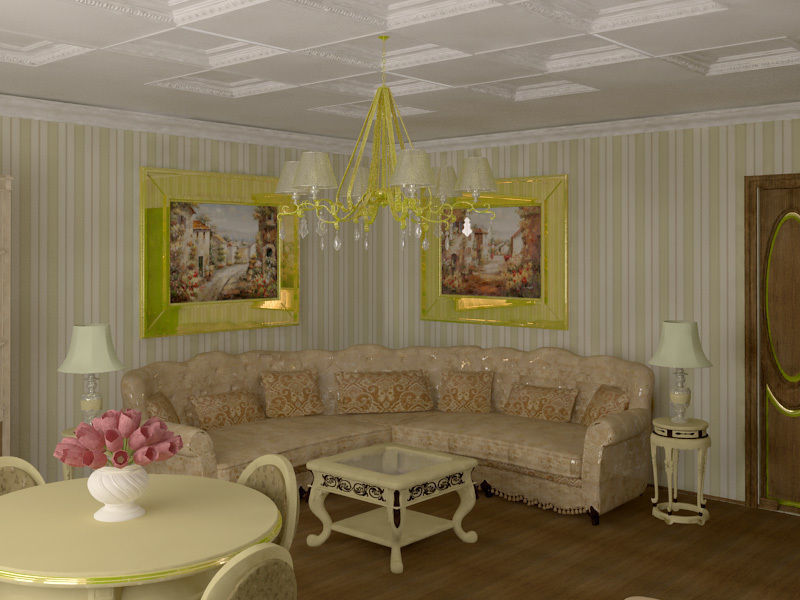 Model living in olive color 3D model_2