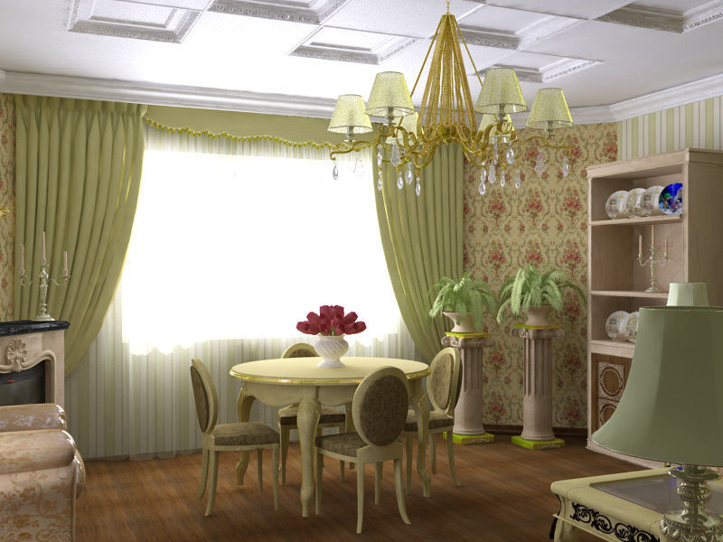 Model living in olive color 3D model_1