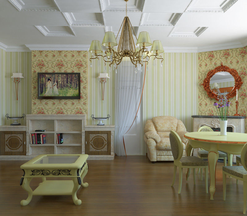 Model living in olive color 3D model_4