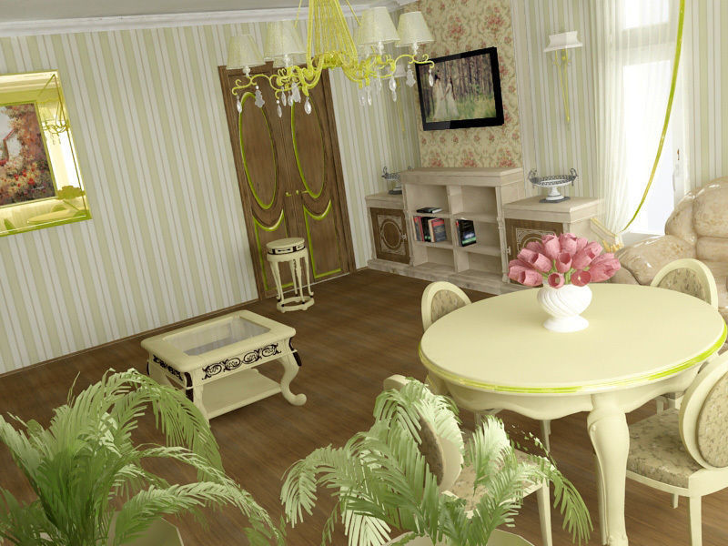 Model living in olive color 3D model_3