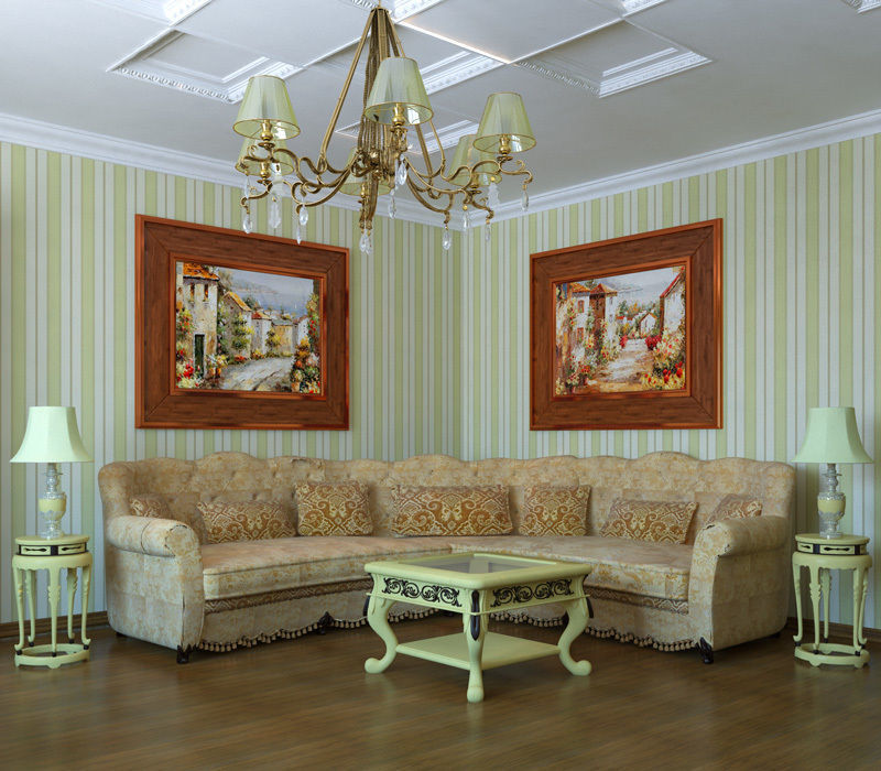 Model living in olive color 3D model_6