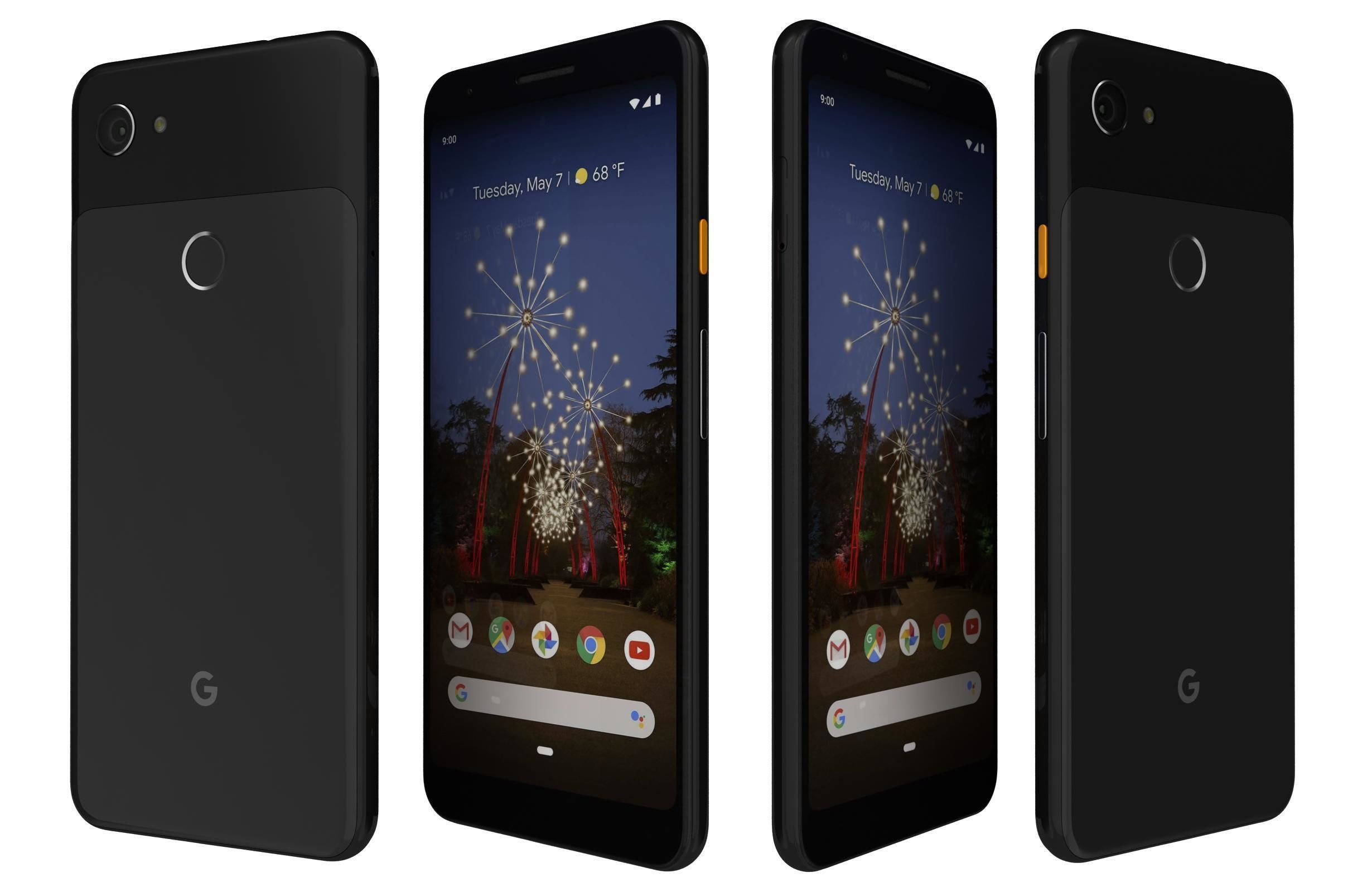 Google Pixel 3a Black 3D model_1