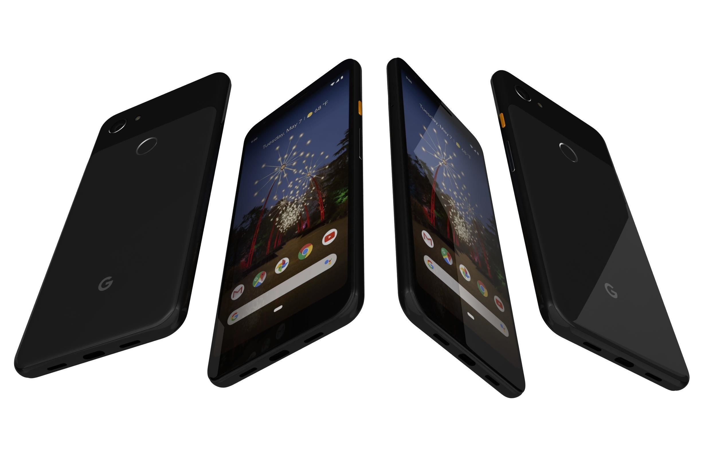 Google Pixel 3a Black 3D model_2